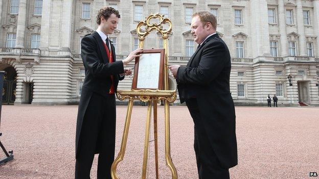 Easel outside palace