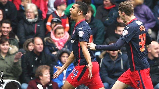 Kwesi Appiah celebrates his first-half goal against Derby