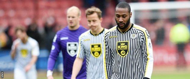 St Mirren players trudge off at Firhill