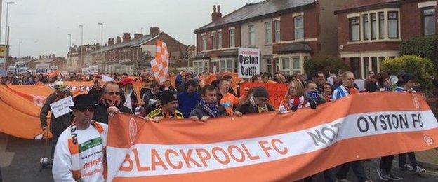 Protesters in Blackpool