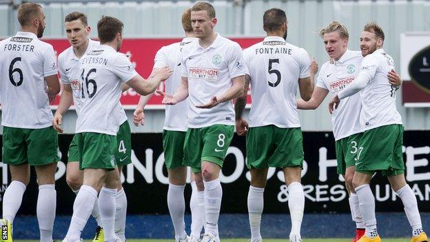 Hibernian players celebrating