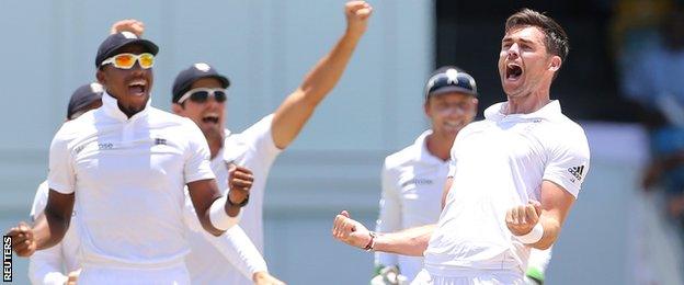 James Anderson celebrates