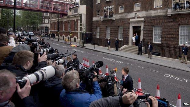 Photographers outside the Lindo Wing