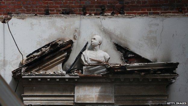 Fire-damaged bust