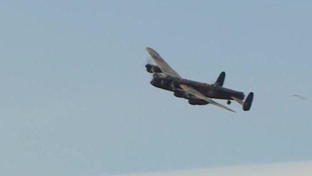 Lancaster flying over Rotterdam