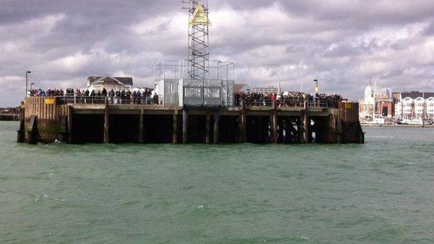 Onlookers gathered on Southampton's Town Quay to watch the procession