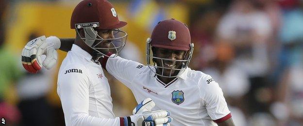 West Indies celebrate their victory over England in Barbados