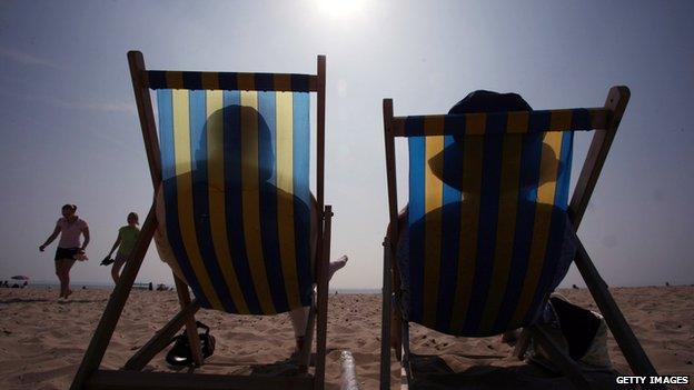 Sunbathers on beach