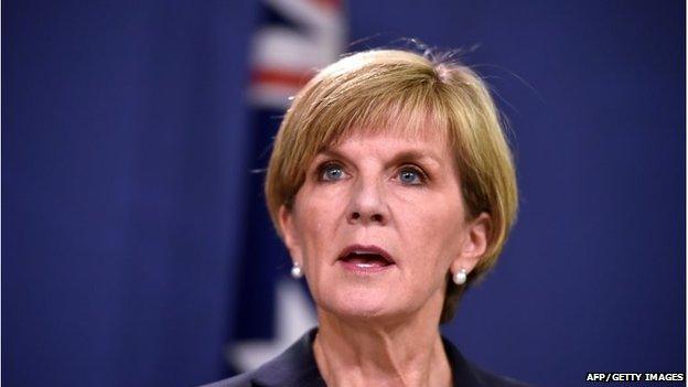 Australian Foreign Minister Julie Bishop addresses journalists at a press conference