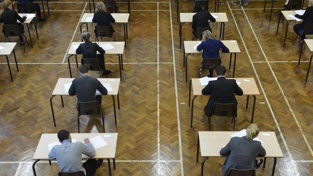 Students sitting A-level exams