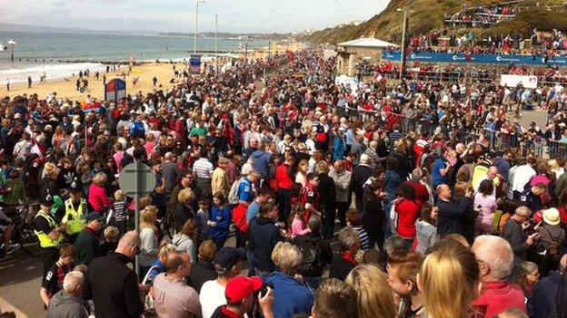 Boscombe seafront crowds before parade