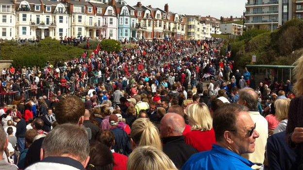 Boscombe seafront crowds before parade