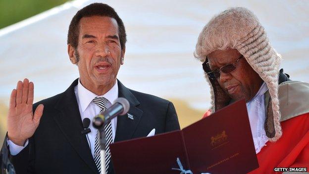 President Ian Khama is sworn in for a second term in 2014