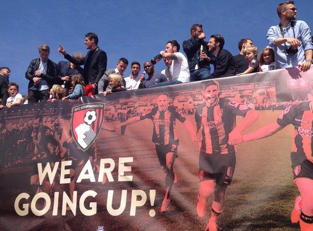 Bournemouth players on the open-top bus