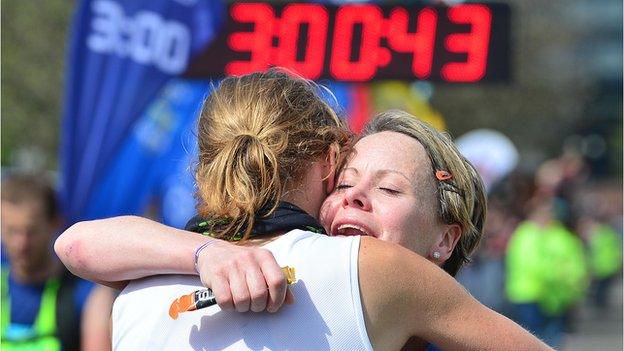 Women pictured after finishing the race