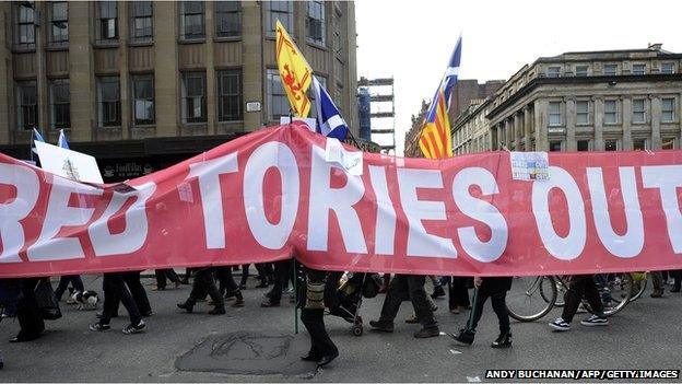 'Red Tories Out' banner