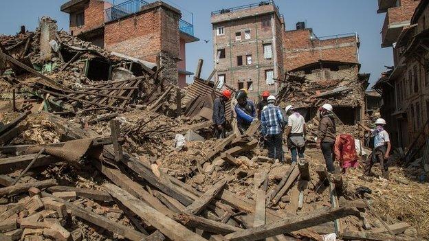 Volunteers have been helping to clear debris caused by the earthquake