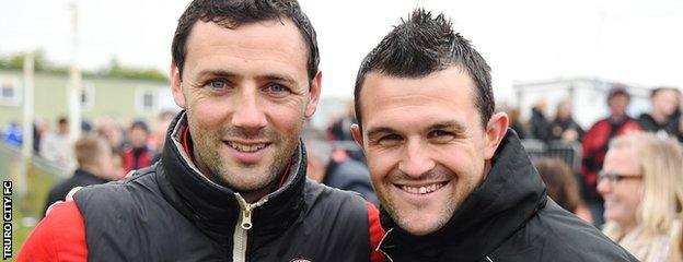 Truro City manager Steve Tully (right), and assistant Wayne Carlisle, have won promotion in their first full season in charge