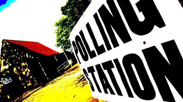 Polling station sign