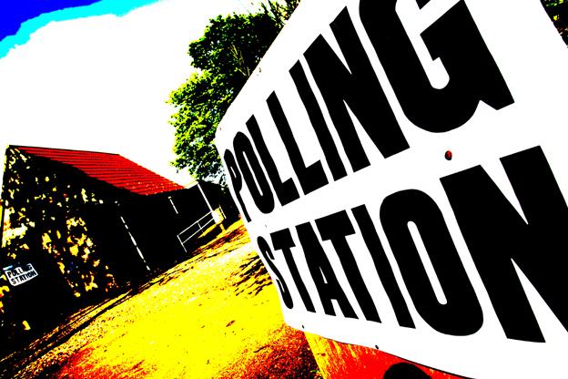 Polling station sign