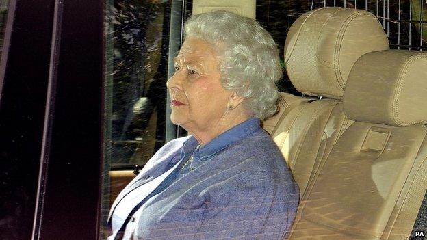 The Queen after visiting her great-granddaughter