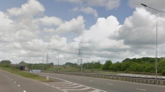 Slip road off the A5 for the B5440