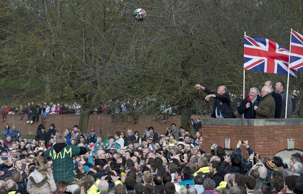 Turning up Ashbourne Shrovetide, 2015