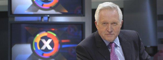 David Dimbleby hosting the BBC's election night coverage in 2005