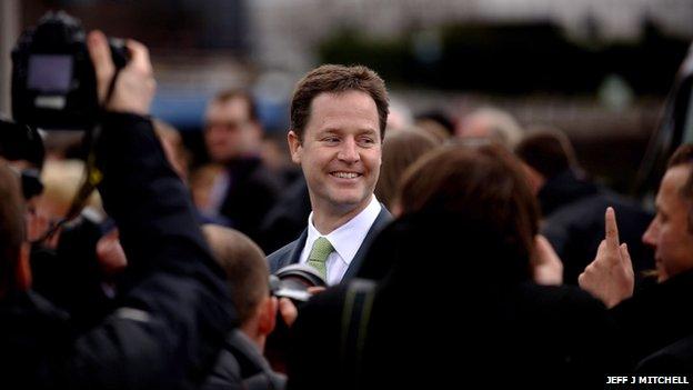 Nick Clegg campaigning in Glasgow in the lead-up to the 2010 General Election, which saw them gain a large number of seats