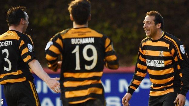 Michael Chopra (right) celebrates with Alloa