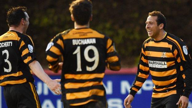 Michael Chopra (right) celebrates with Alloa