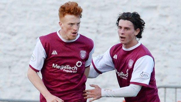 Simon Murray (left) scored twice for Arbroath