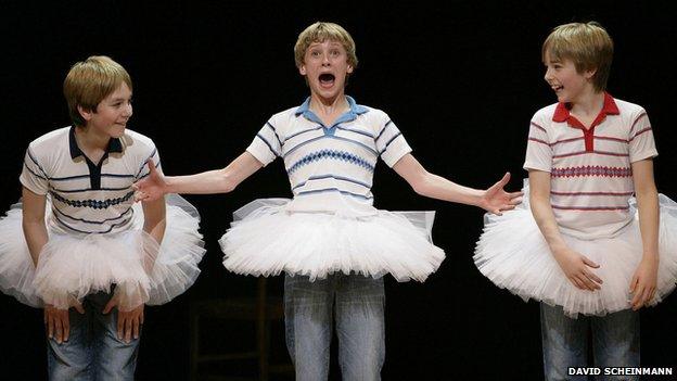 2005 - Original Billy Elliots James Lomas, George Maguire and Liam Mower at the opening night curtain call in May 2005