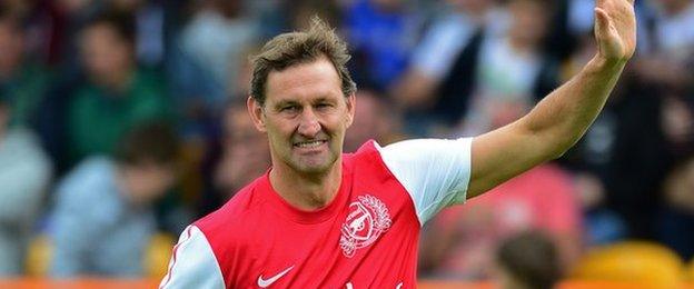 Tony Adams takes part in the charity football match for Arsenal Legends XI in 2013