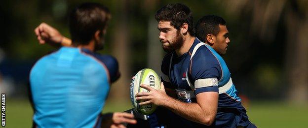 Greg Peterson in training with the Waratahs