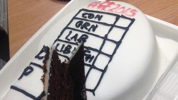 Election night cake at BBC Radio Stoke