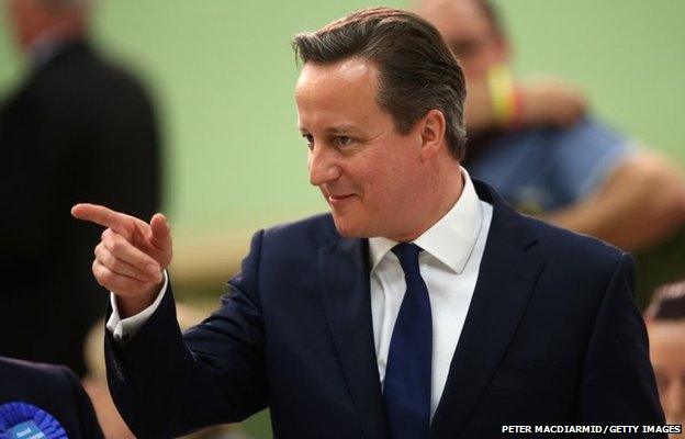 Prime Minister David Cameron arrives for his constituency declaration in Witney, England