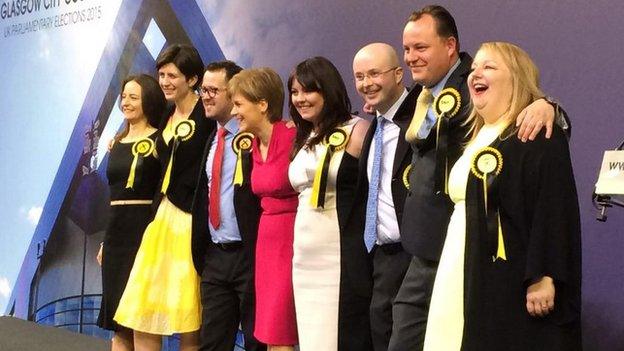 Nicola Sturgeon with newly elected SNP Glasgow MPs