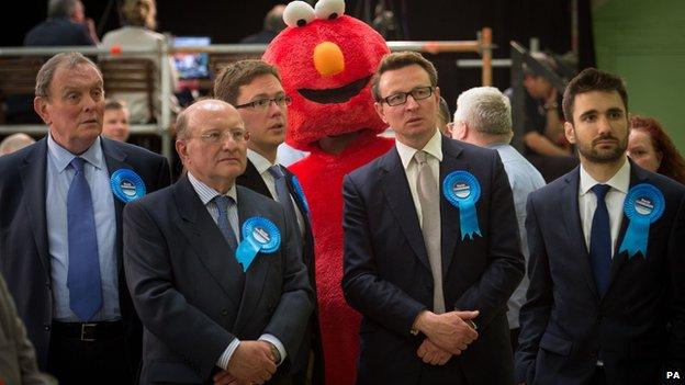 Conservative campaigners and the Give Me Back Elmo candidate at Witney