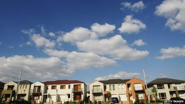 A line of new houses in Sydney, Australia