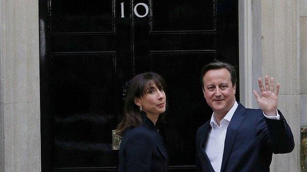 David Cameron and his wife Samantha outside Downing Street