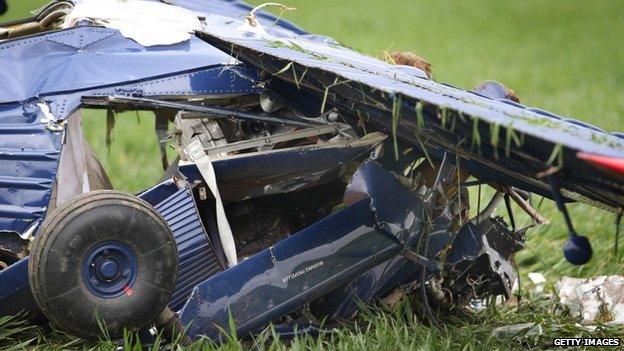 The wreckage of Nigel Farage's plane crash