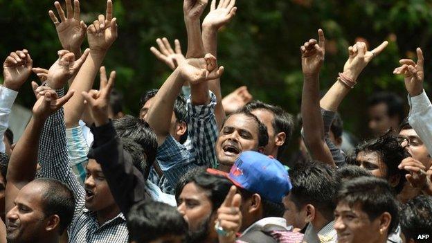 fans celebrate outside Bollywood film actor Salman Khan"s house after his sentence in a hit-and-run case was suspended in Mumbai on May 8, 2015.