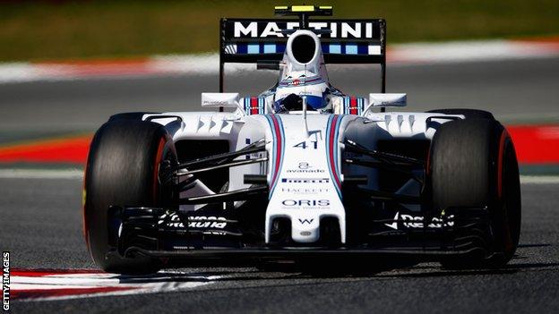 Susie Wolff in action during the practice sessions for Spanish GP