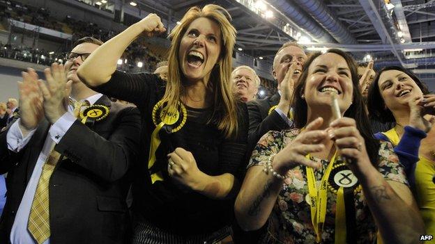 SNP supporters cheer on general election night