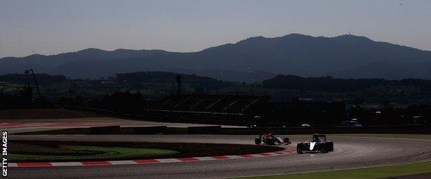 Lewis Hamilton takes to the track in Barcelona