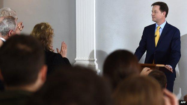 Nick Clegg at a press conference