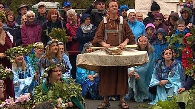 Andrew George taking part in Helston Flora Day