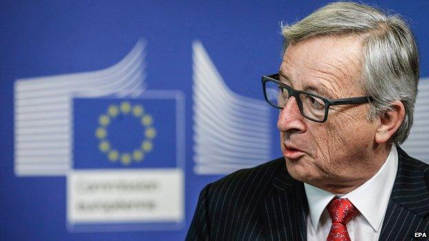 European Commission President Jean-Claude Juncker gives a press briefing at the EU Commission headquarters in Brussels, Belgium, 30 April 2015.