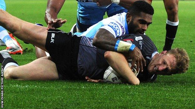 Ospreys centre Ben John scored the game's opening try